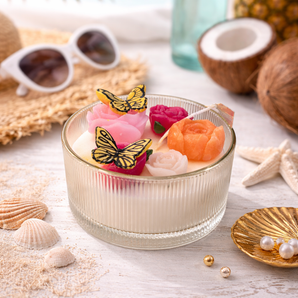 New RACHEL ZOE BOTANICAL GARDENS Flower / Butterfly SCENTED CANDLE Room Decor