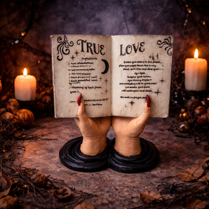 New Resin Halloween Witch Opening Spell Books Statue Decoration Decor Figure