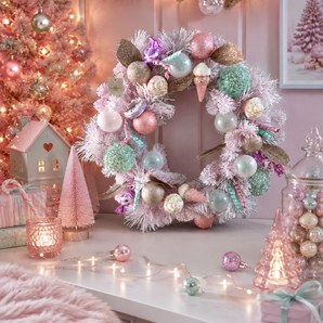New Candy, Ice Cream Cones, Cupcakes Sweet Shop Bakery Pink Large Wreath Decor