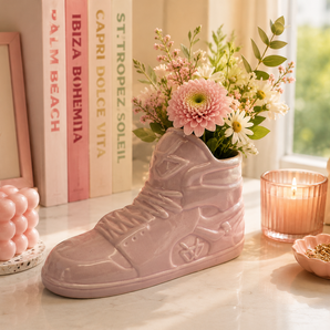 New Pink Large Shoe Sneaker High Top Planter Vase Room Decor