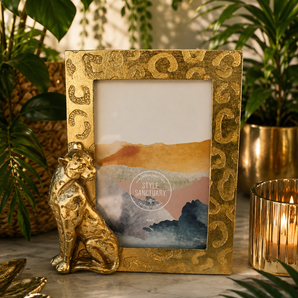 New Gold Figural Jungle Boho Cheetah Photo Picture Frame 4x6 Room Decor