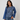 New English Factory Women Blue Jean Lace Long Sleeve Blouse Small