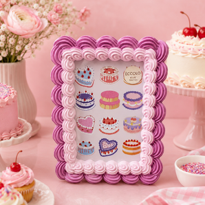 New Purple Birthday Cake Icing Girly Decorated Picture Frame Room Home Decor 4x6