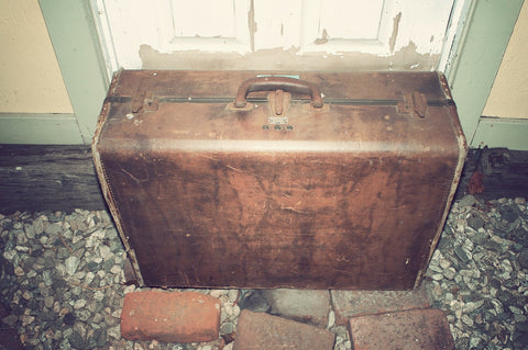 Vintage 1940s Samsonite Brown Leather Travel Suitcase